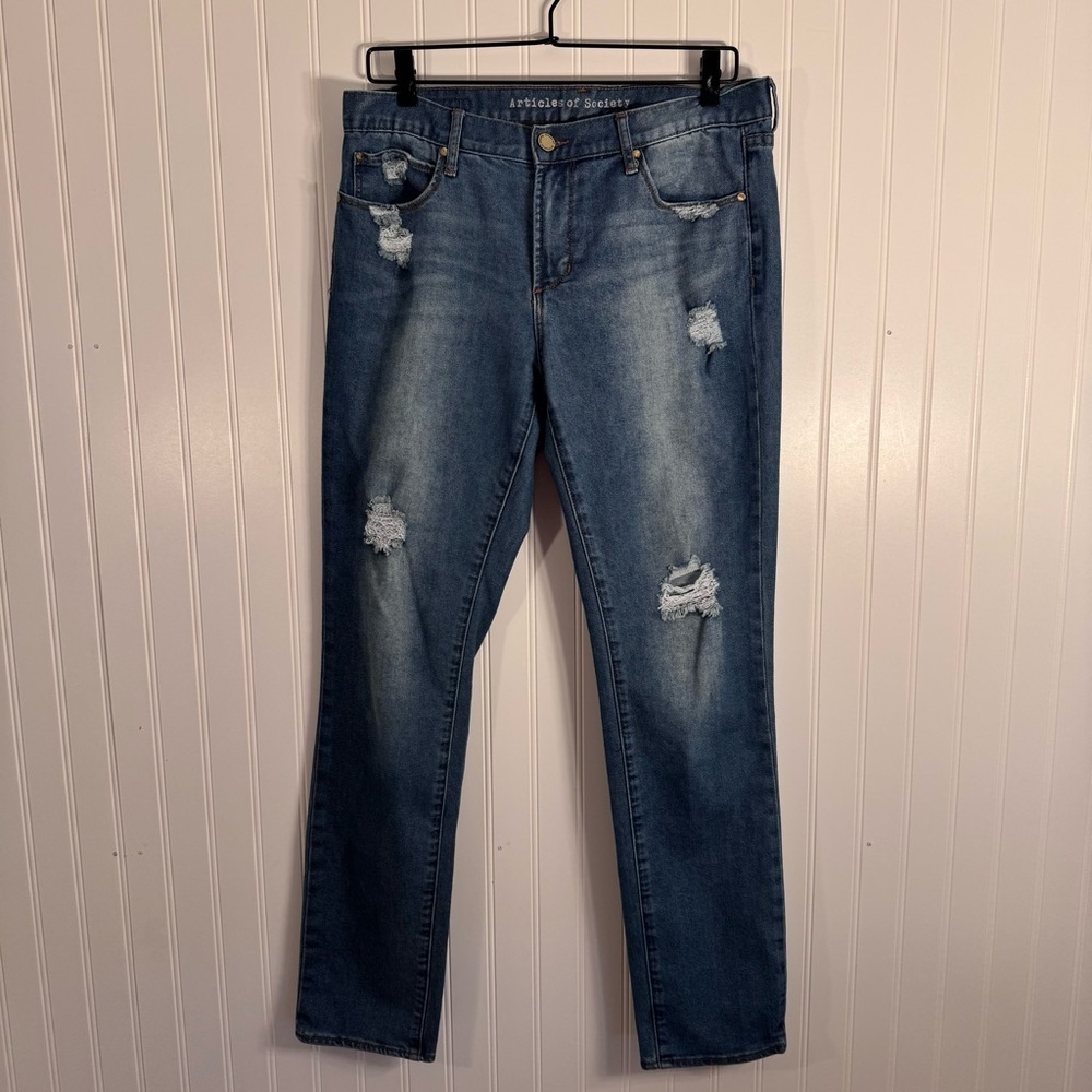 Articles of Society Women’s Mid-Rise Medium Wash Distressed Skinny Jeans Size 31